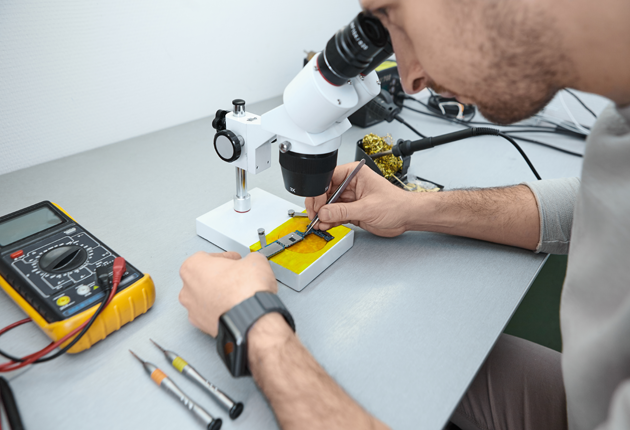 Calibration laboratory with precision measurement instruments