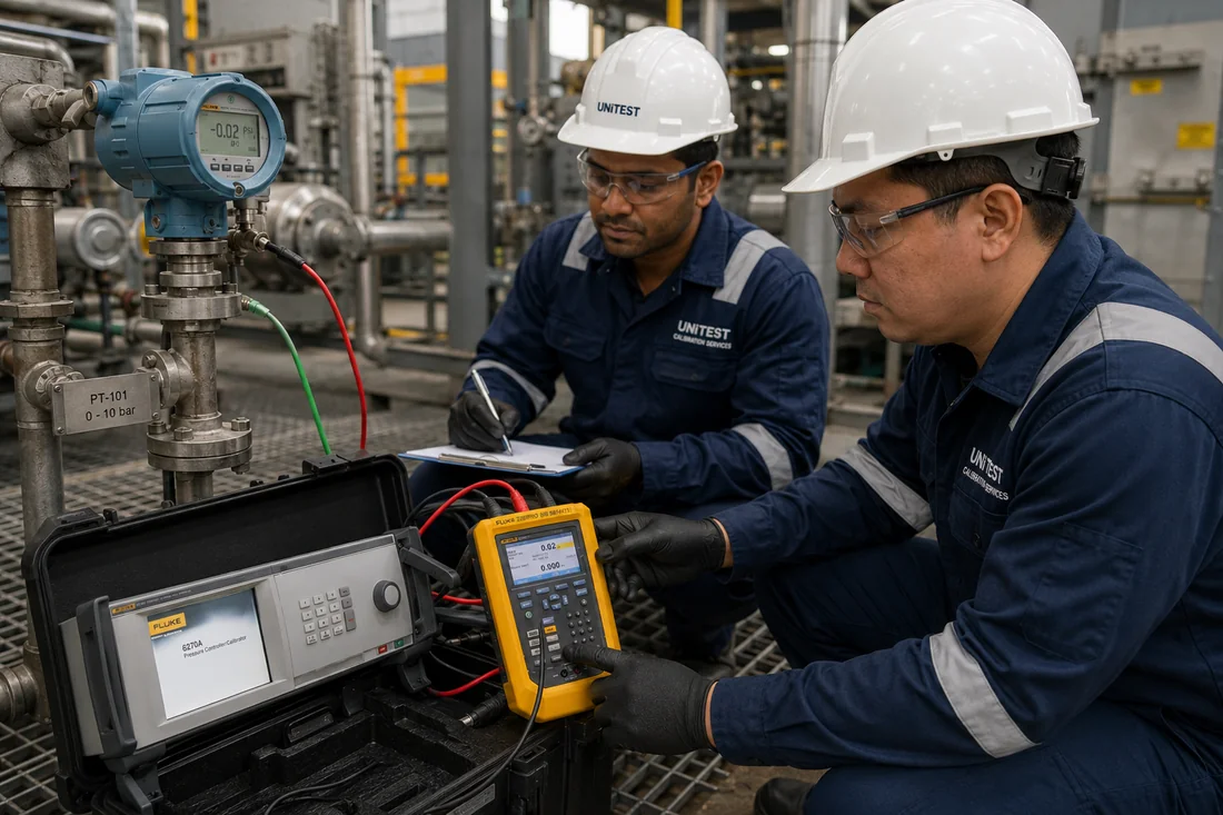 On-site calibration being performed at a customer facility